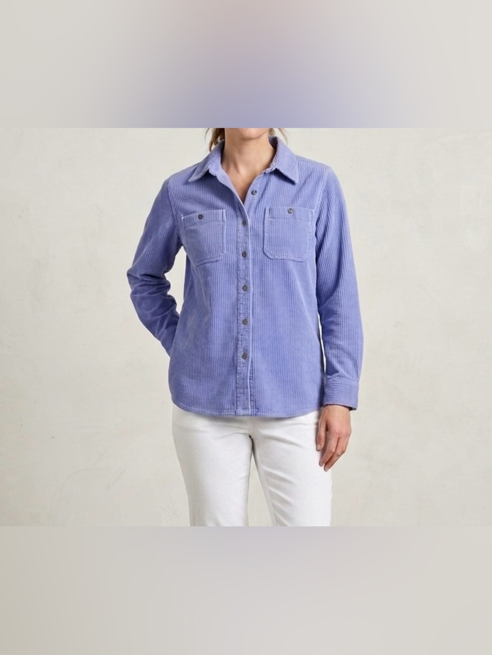 VINTAGE Tower Hill Sport Blue Corduroy Button Up Shirt Shacket Womens Size 8